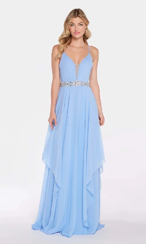 Formal Dress for WeddingsAlyce Paris Plunging Asymmetrical Cascade Chiffon Gown 60092 - 1 pc Periwinkle In Size 8 Available