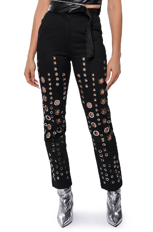 women's sophisticated pantsTOO MUCH FOR YOU HARDWARE DETAILED PANTS