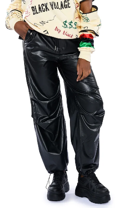 women's classic pantsCOLDER HOURS FAUX LEATHER PARACHUTE PANT