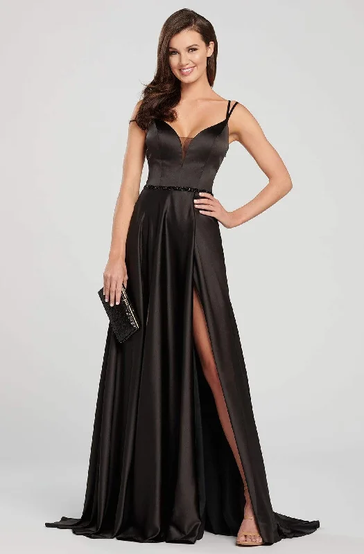 Formal Dress for QuinceañerasEllie Wilde - Sleeveless Lace Up Back Charmeuse Satin Gown EW119030 - 1 pc Black In Size 6 Available