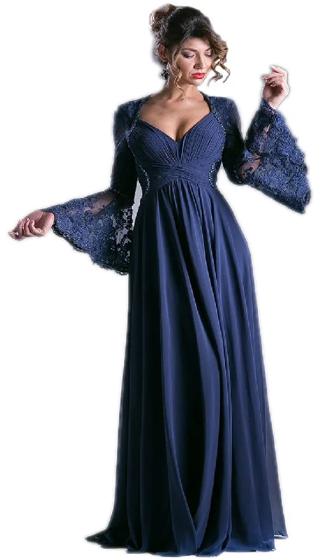 Formal Dress Rental ServicesCinderella Divine Bell Sleeve Queen Anne Ruched Long Gown - 1 pc Navy In Size 8 Available