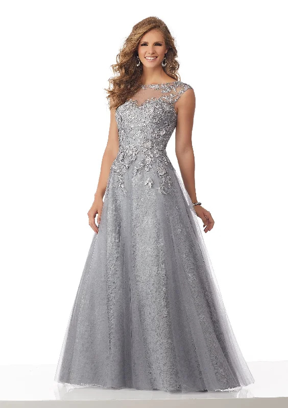 Formal Dress for Urban ThemesMGNY By Mori Lee - Allover Lace Floral Appliques A-Line Gown 71833