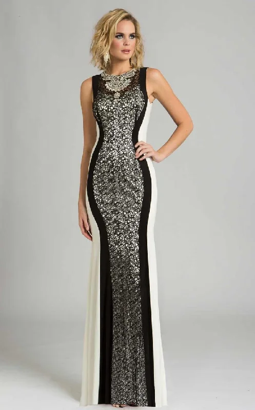 Formal Dress for DebutantesFeriani Couture Contrast Lace Overlaid Beaded Long Gown 26239 - 1 pc Black/White In Size 12 Available