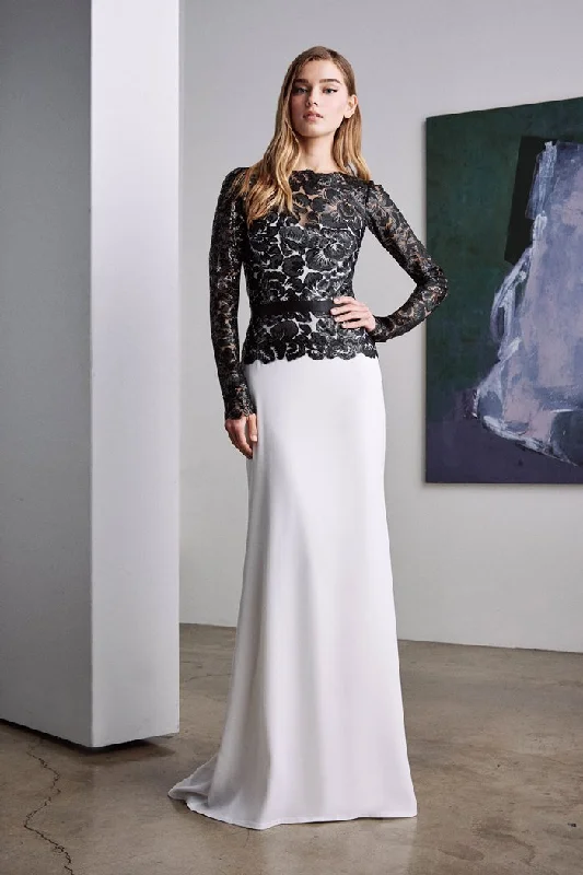 Formal Dress for GalasTadashi Shoji - Floral Lace Illusion Fitted Long Gown