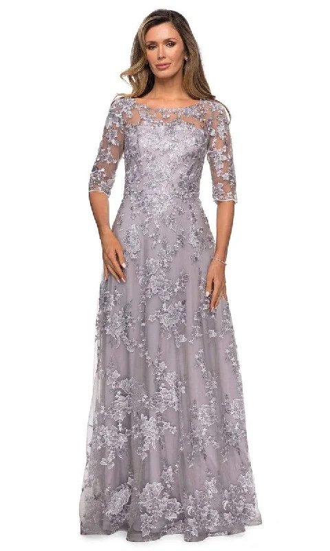 Formal Dress for Beauty ContestsLa Femme - Embroidered Lace A-Line Gown 27854SC