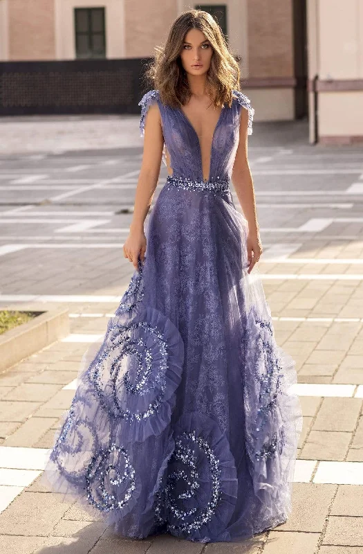 Formal Dress for Beach ThemesTarik Ediz - 93946 Striking Embellished A-line Long Gown