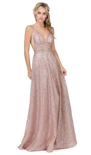 Formal Dress Alterations Near MeDancing Queen - V Neckline Sleeveless Illusion Panel A-Line Gown 2488 - 1 pc Silver in Size M Available