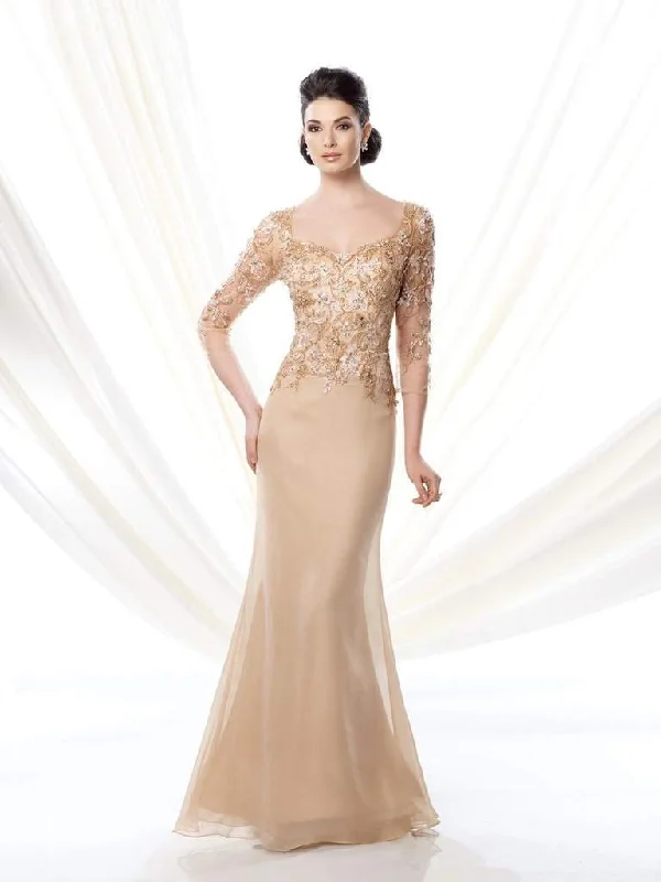 Formal Dress for GalasIvonne D By Mon Cheri - 214D59 Lace Applique Quarter Sleeve Gown