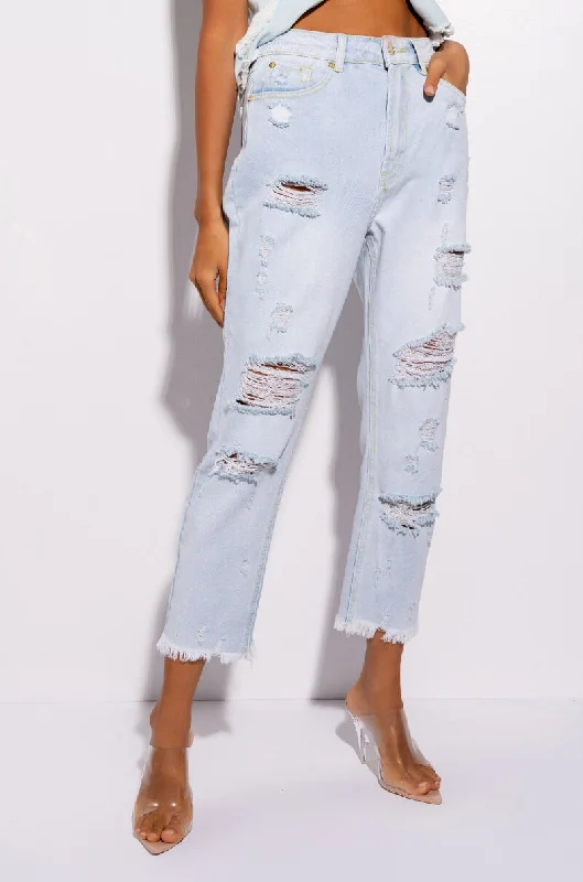 women's formal pantsBENVENUTO HIGH RISE DISTRESSED MOM JEANS