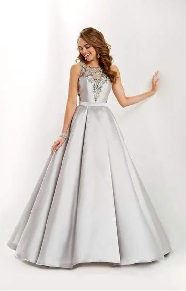 Formal Dress for Historical ReenactmentsStudio 17 - Beaded Illusion Halter Pleated Mikado Ballgown 12676