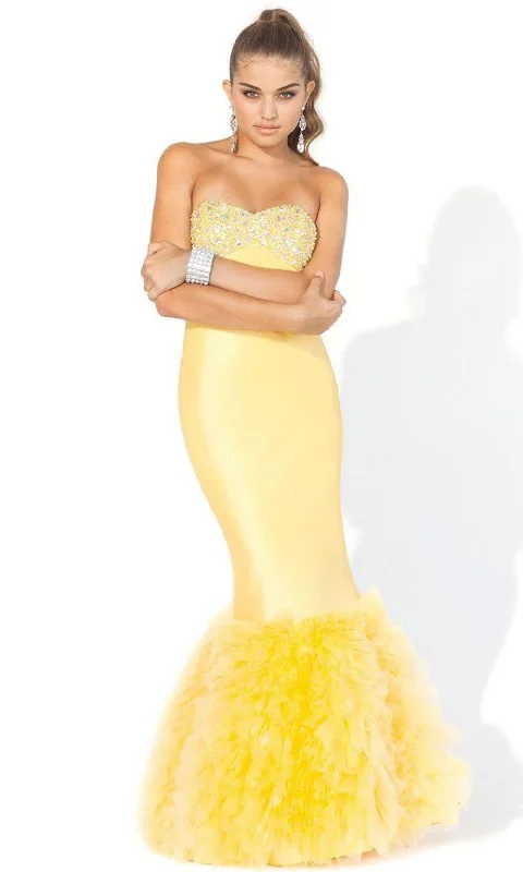 Formal Dress for Cultural ParadesBlush by Alexia Designs - 9300SC Strapless Beaded Ruffles Tulle Mermaid Gown