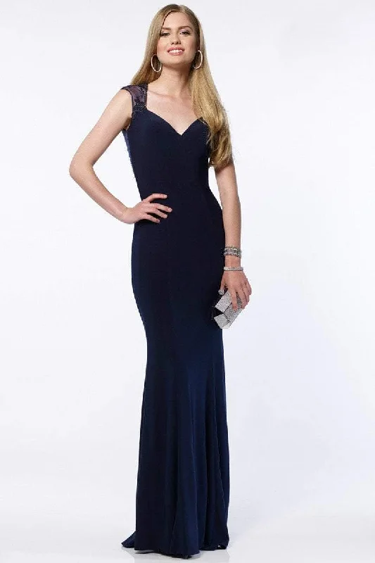 Formal Dress for Black-Tie Optional EventsAlyce Paris 8017 - Sheer Lace Back Long Jersey Gown