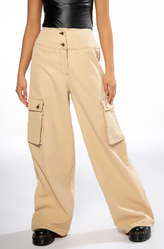 women's adventure pantsMONEY LONG WIDE LEG CARGO PANTS