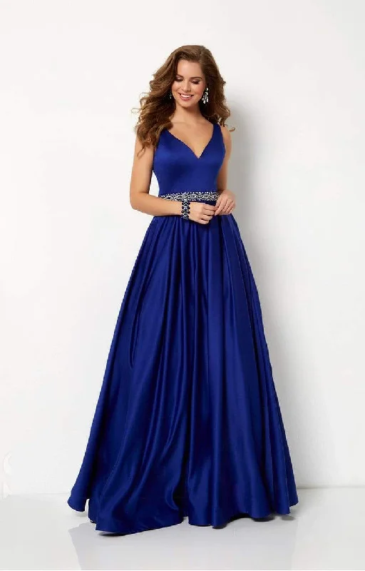 Formal Dress Shops in New YorkStudio 17 Sleeveless V-Neck Satin A-Line Gown 12654