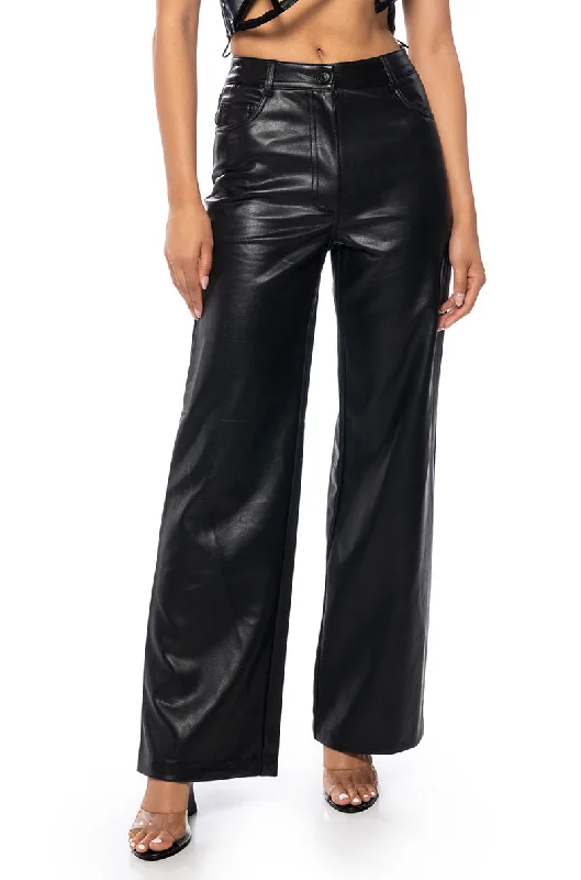 women's hot pantsALICE HIGH RISE FAUX LEATHER WIDE LEG PANTS