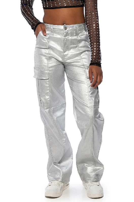 women's fall pantsSPACE CADET WIDE LEG METALLIC PANT