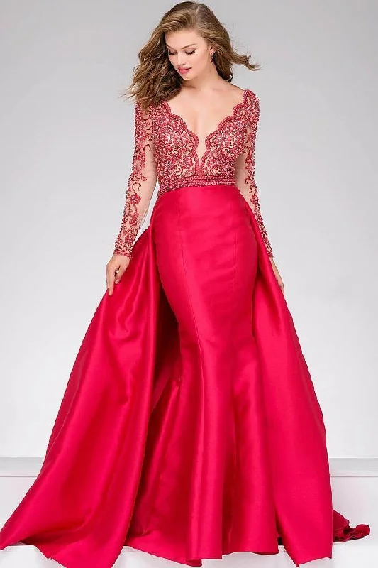 Formal Dress for ConcertsJovani - Embellished V-Neck Overskirt Gown 46708A