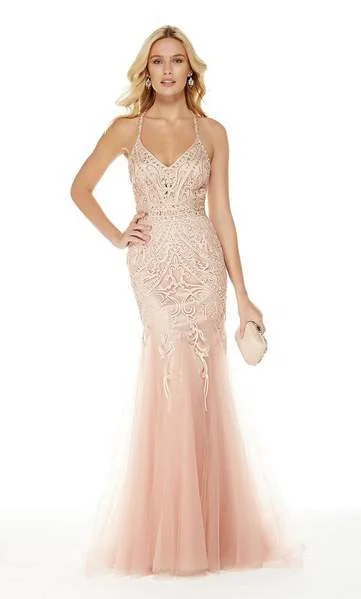 Formal Dress for Golden GlobesAlyce Paris - 5016 Lace V Neck Tulle Trumpet Gown - 1 pc French Pink In Size 6 Available