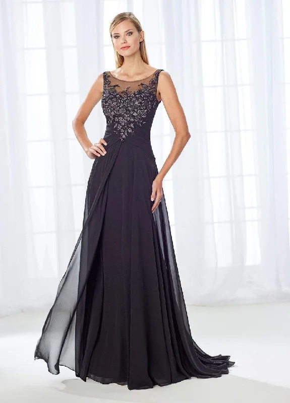 Formal Dress for QuinceañerasMon Cheri Beaded Lace Bateau Pleated A-line Gown 118680