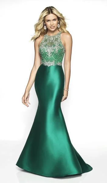 Formal Dress for Academic AwardsBlush by Alexia Designs - 11784 Fully Beaded Bodice Mikado Trumpet Gown - 1 pc Emerald In Size 20 Available