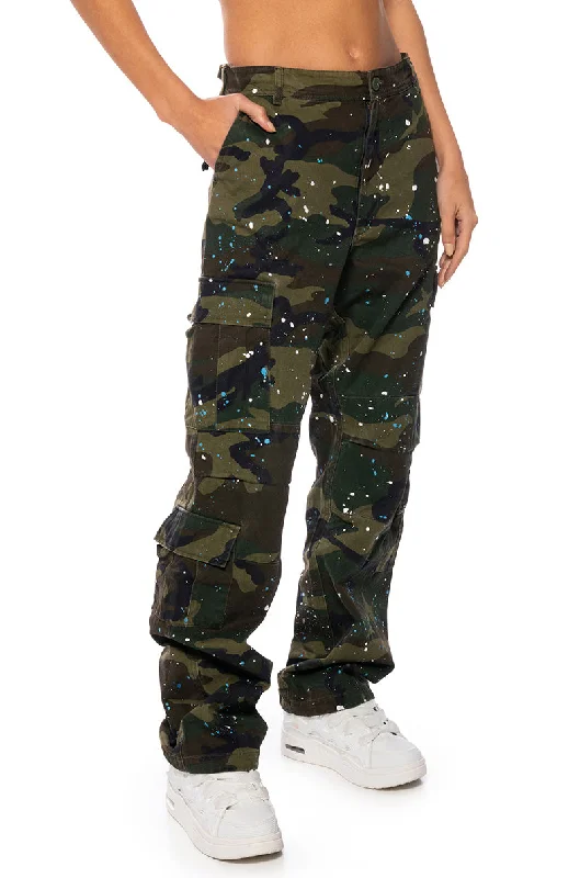 women's retro pantsTRY ME PAINTED WIDE LEG CARGO