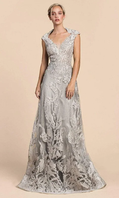 Formal Dress for Formal DinnersAndrea and Leo - A0390 Embroidered Cap Sleeves Long Gown