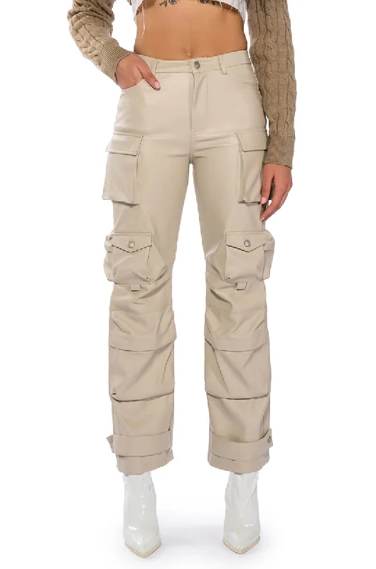 women's nursing pantsBONNE SOIREE CARGO FAUX LEATHER PANTS