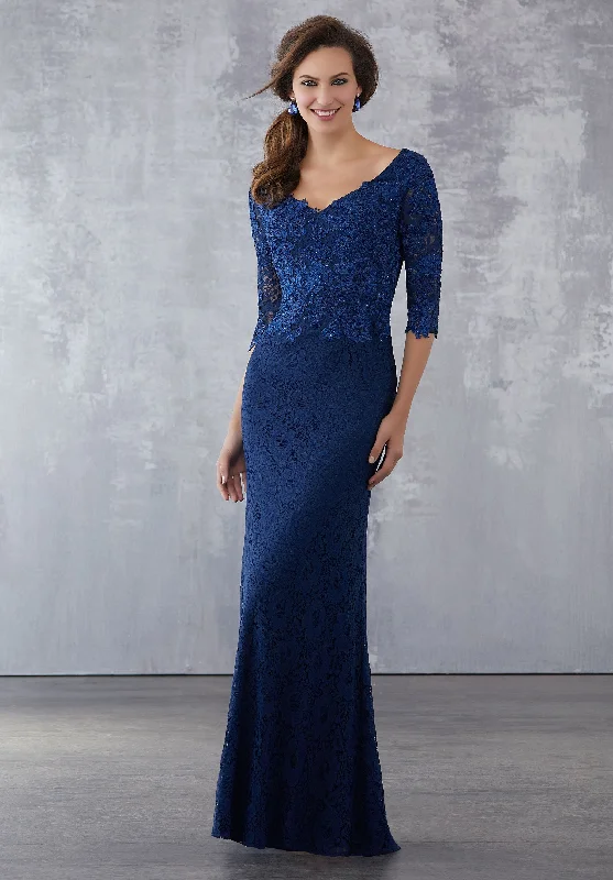 Formal Dress for Sports AwardsMGNY By Mori Lee - Beaded Allover Lace Trumpet Gown 71707