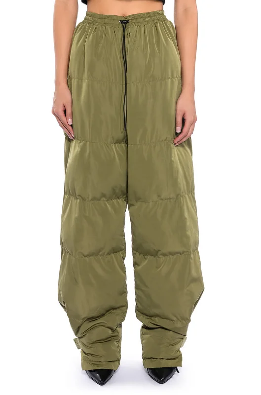 women's ripped pantsLORENA WIDE LEG PUFFER PANT