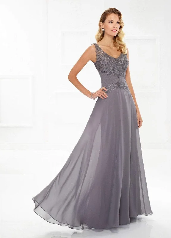 Formal Dress for Bar MitzvahsMontage by Mon Cheri - V-neck Chiffon A-line Gown 118976