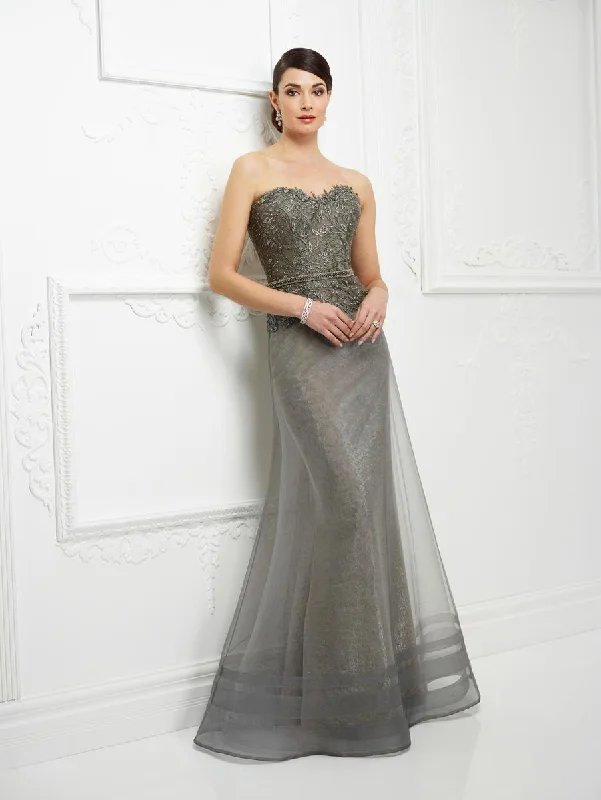 Formal Dress for Eco-Conscious EventsMon Cheri Beaded Strapless Lace Long Gown 217D87