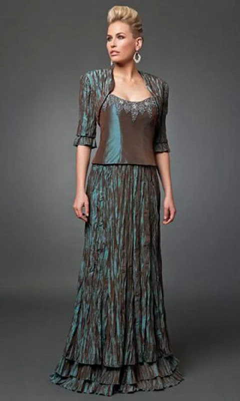 Formal Dress Shops in New YorkAlexander by Daymor Beaded Crinkled Long Gown with Bolero 213 - 1 pc Maize In Size 8 Available