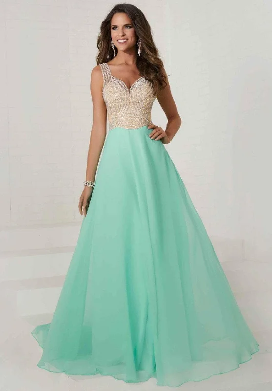 Formal Dress for Formal DancesTiffany Designs - Rhinestone Embellished Chiffon A-Line Gown 16295