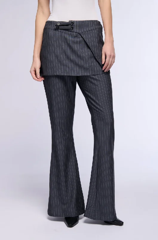 women's insulated pantsUNDERWATER FLARE PINSTRIPE SKIRT OVERLAY TROUSER