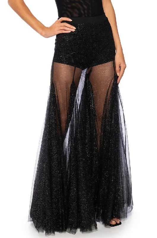 women's bell-bottom pantsMY ALL MAXI TULLE PANT IN BLACK