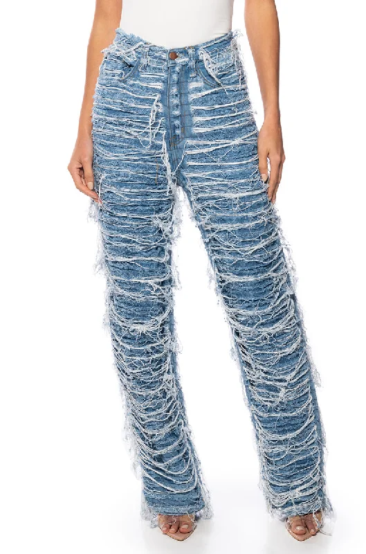 women's tall pantsMESS WITH ME SUPER DISTRESSED RELAXED FIT JEANS