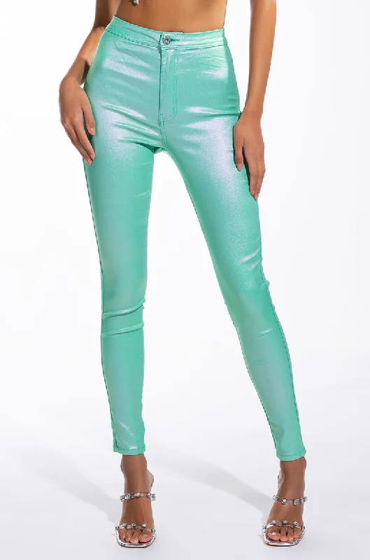 women's waterproof pantsBORN TO SHINE METALLIC SKINNY PANTS