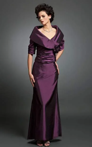 Formal Dress Trends 2023Alexander by Daymor Ruched Bodice Wide Neckline Long Gown 232 - 1 pc Berry in Size 4 Available