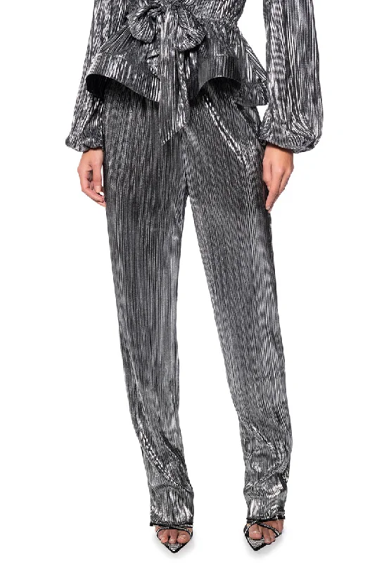 women's ankle-length pantsNOEL PLEATED METALLIC PALAZZO PANT