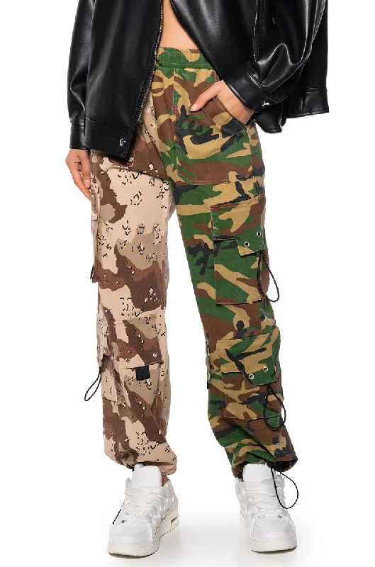 women's vintage pantsRYANN CAMO COLOR BLOCKED CARGO PANT