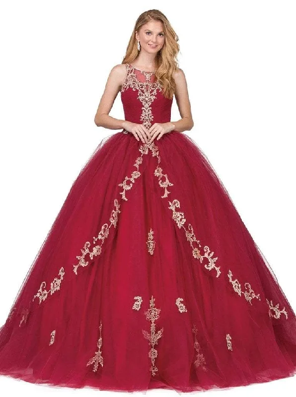 Formal Dress for Art GalleriesDancing Queen - Beaded Lace Illusion Halter Quinceanera Ballgown 1225