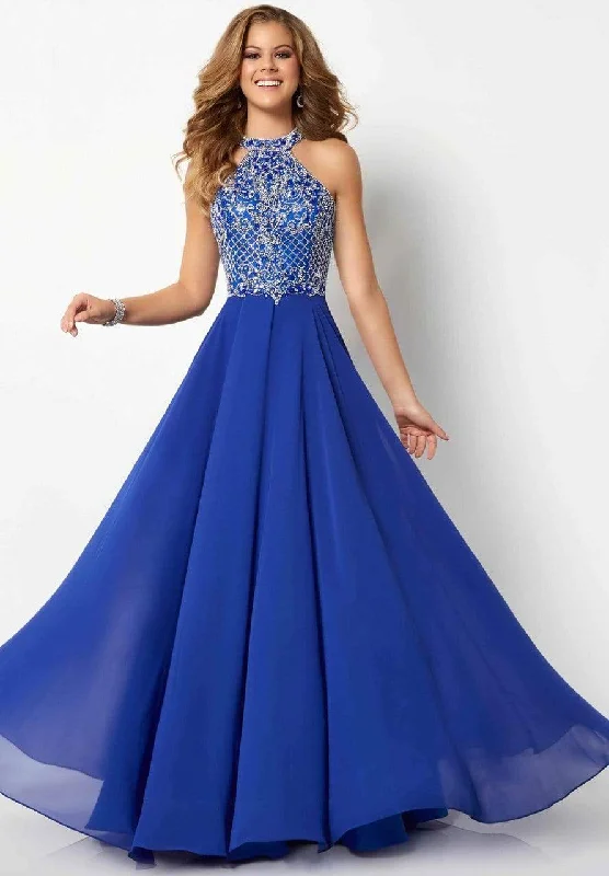 Formal Dress for Tennis TournamentsStudio 17 Lattice Jeweled High Halter Chiffon Gown 12698 - 1 pc Royal In Size 10 Available