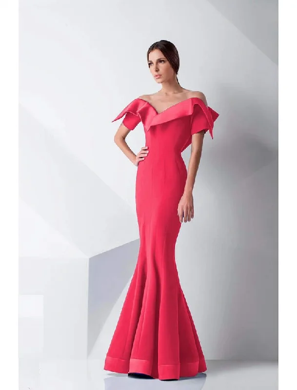 Formal Dress for Oscar NightsMNM Couture - G0782 Folded Off-Shoulder Mermaid Gown  - 1 pc Coral in Size 6 Available