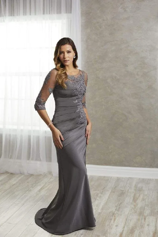 Formal Dress for Day WeddingsChristina Wu Elegance - 17936SC Sheer Sleeve Lace Applique Trumpet Gown