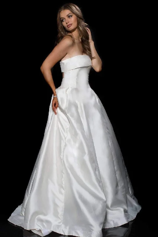 Formal Dress for Glamorous ThemesJovani Cutout Back Strapless Detailed Mikado Ballgown 52152SC - 1 pc Off White In Size 2 Available