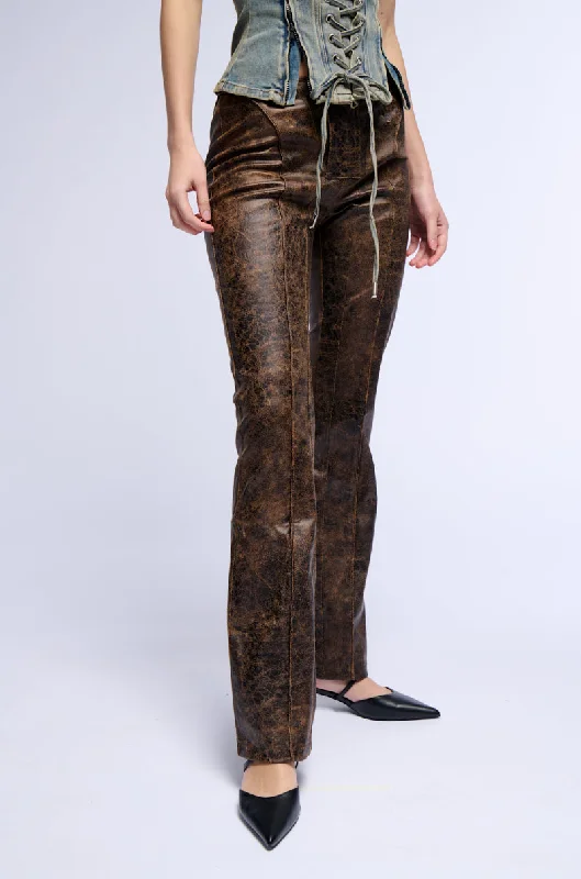 women's petite pantsRIGHT KINDA WRONG DISTRESSED FAUX LEATHER TROUSER