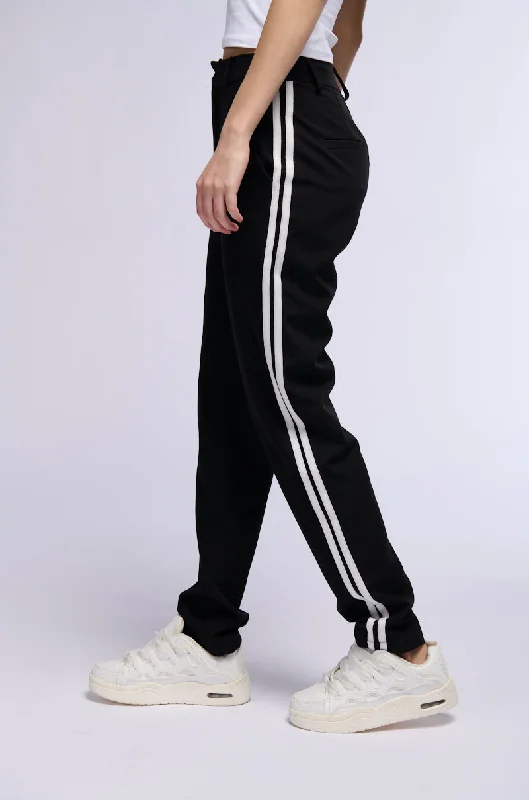 women's clubbing pantsSHE A RIDER STRIPED WOVEN TROUSERS