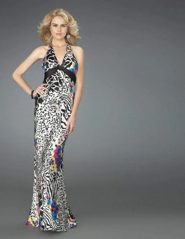 Formal Dress for Golf TournamentsLa Femme - Animal Printed Aquarelle Long Gown 14587