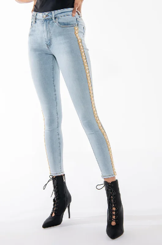 women's cycling pantsGOLDEN HOUR SKINNY JEANS WITH PEARLS