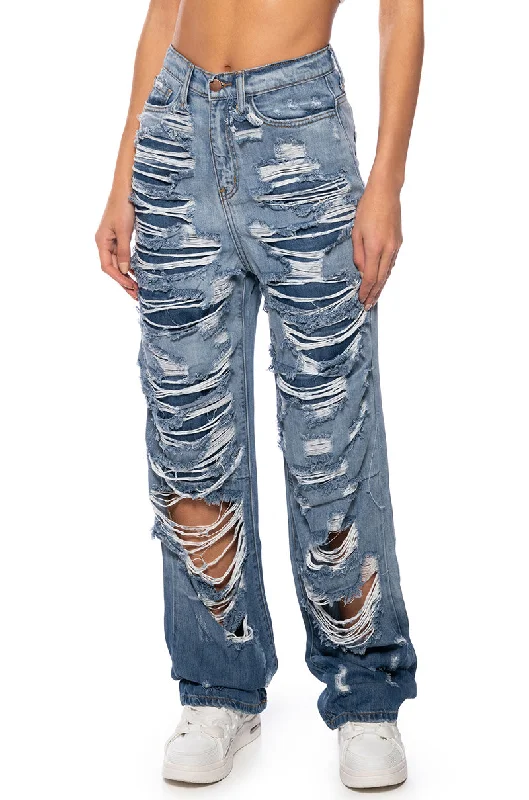 women's low-slung pantsNOTHING LIKE ME DISTRESSED OMBRE JEANS